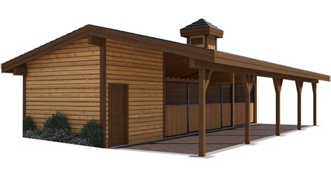 Pendleton Barn Kit - Shed Row Horse Barn Kit - DC Structures