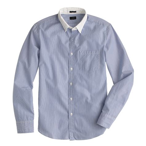 J.Crew Secret Wash White-collar Shirt In Banker Stripe in Blue for Men ...