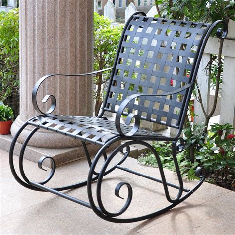 International Caravan Scroll Iron Metal Outdoor Rocker - 3453 | Patio ...