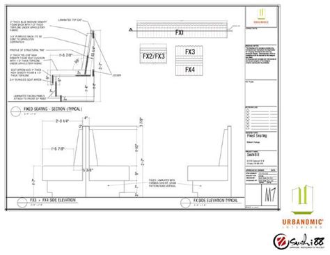 banquette seating detail drawing - couplevectorartillustration