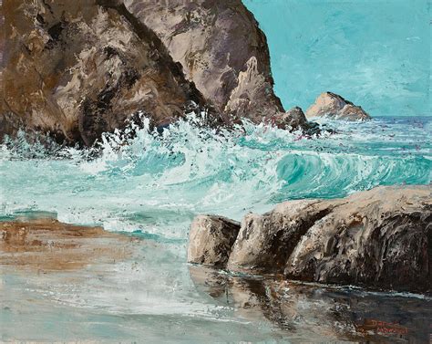 Waves Crashing On Rocks Painting at PaintingValley.com | Explore ...