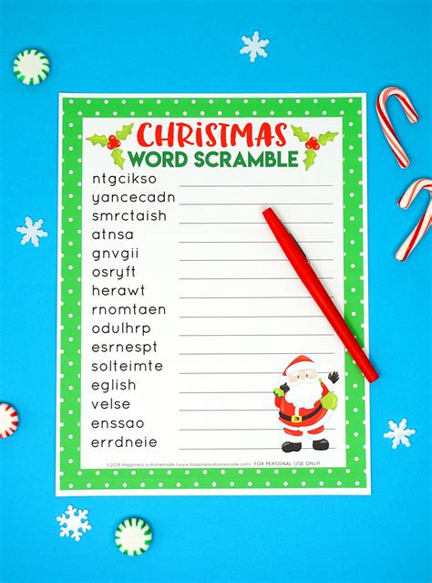 Free Printable Christmas Word Scramble