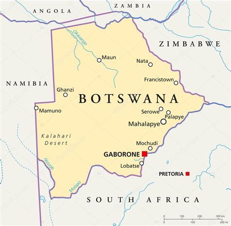 Mapa político de Botswana — Vector de stock © Furian #51057411