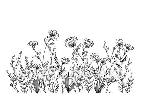 Wildflowers Medley, Wall Art, Hand Drawn Florals, Wildflower Art Print ...