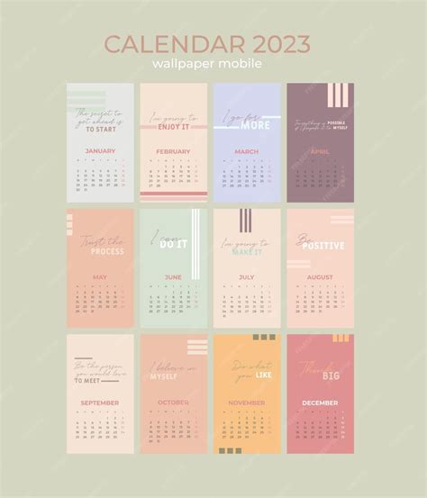 Premium Vector | Wallpaper Mobile - Positive Calendar 2023