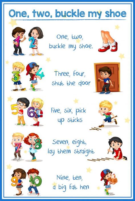 Premium Vector | One two buckle my shoe | Kids poems, Nursery rhymes ...