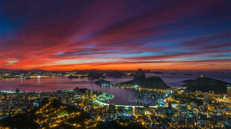 Rio De Janeiro Niterói City Park Sunset Eclipse Red Sky Orange Sun Dark ...