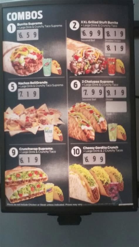 Taco Bell Printable Menu With Prices