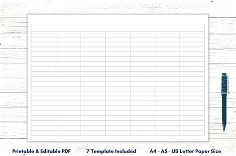 Blank Columns Chart Sheet Printable, Editable Blank Worksheet, Fillable ...