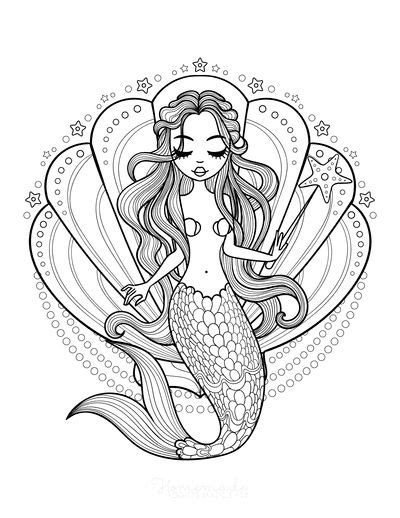 free mermaid coloring pages for adults - Augustine Culp