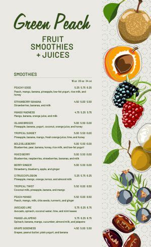 Fresh Juice Menu Design