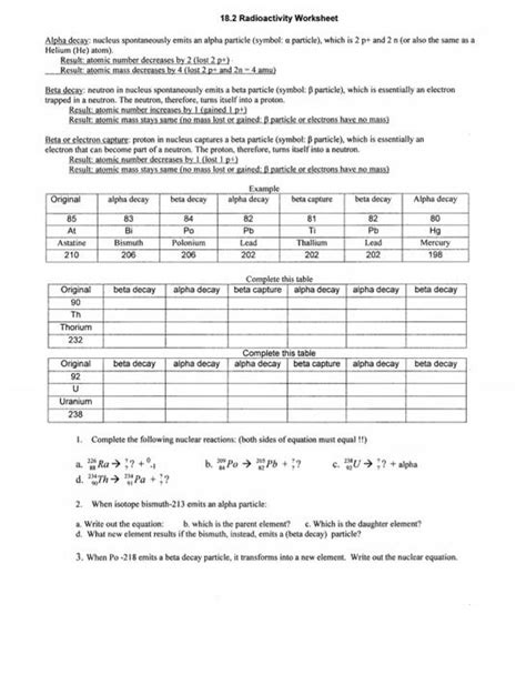 42 alpha and beta decay worksheet with answers - Worksheet Works