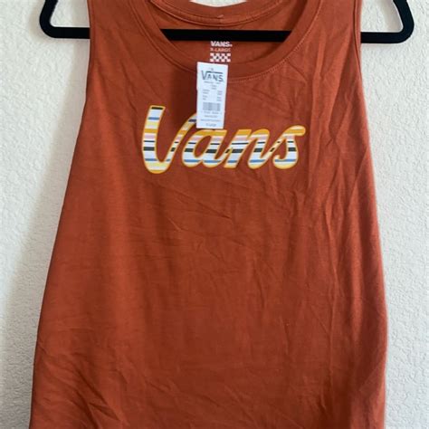 Vans | Tops | New Vans Striped Orange Tank Top Large Crop Wide Logo ...