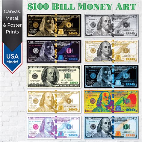 100 Dollar Bill Money Canvas Art Choose From 10 Designs | Etsy