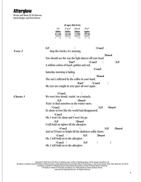 Afterglow by Ed Sheeran - Guitar Chords/Lyrics - Guitar Instructor