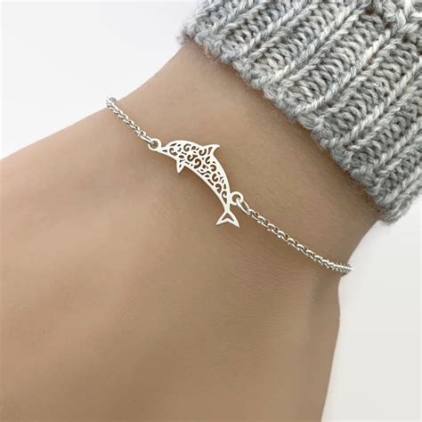 Dolphin Bracelet in Sterling Silver Adjustable Bracelet - Etsy