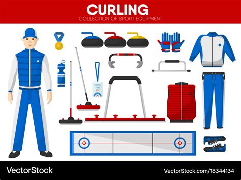 Curling sport equipment game player garment Vector Image