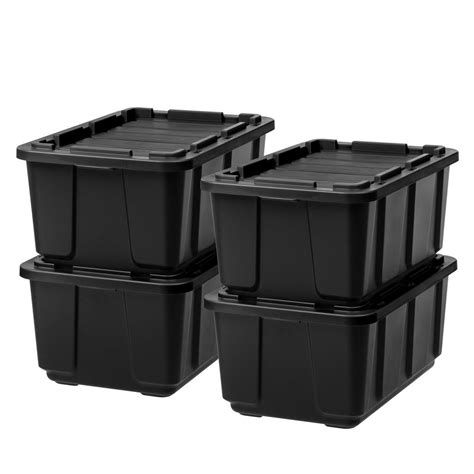 IRIS 27 Gal. Storage Tote in Black with Black Lid (4-Pack)-589090 - The ...