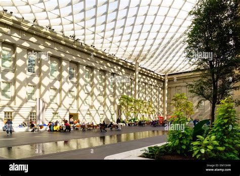 The covered courtyard at the Smithsonian art gallery in Washington DC ...