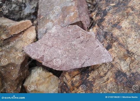 Piece of Pink Arkose Sandstone Rock on Nature Background. Stock Photo ...