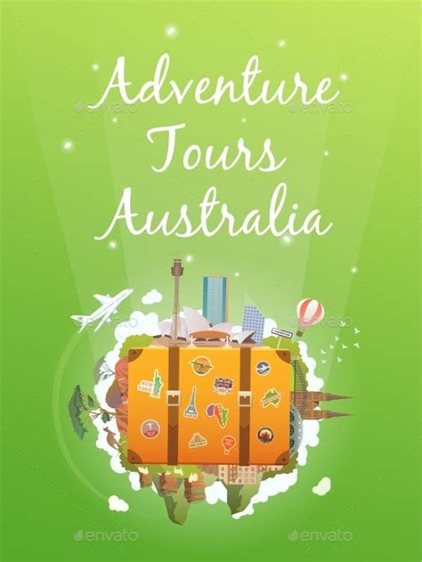 Travel to Australia. Road trip. Tourism. Old suitcase with landmarks ...