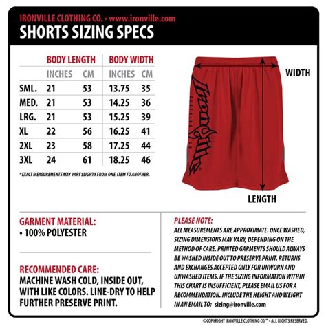 Basic Sizing Information | Clothing co, Gym shorts, Shorts