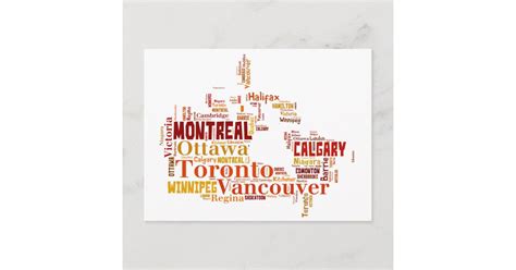 Canada Cities Word Art Postcard | Zazzle