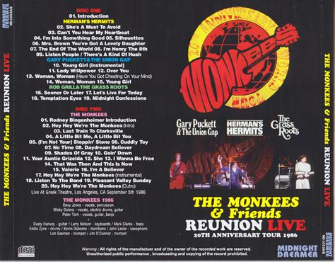 Monkees & Friends / Reunion Live 20th Anniversary Tour 1986 / 2CDR ...