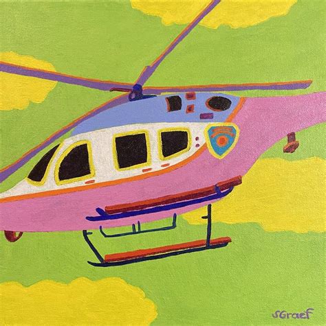 Helicopter Painting by Sue Graef | Saatchi Art