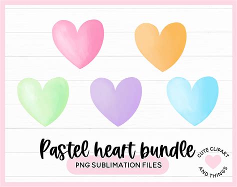 Pastel Heart Sublimation Bundles Cute Hearts Clipart Ombre - Etsy