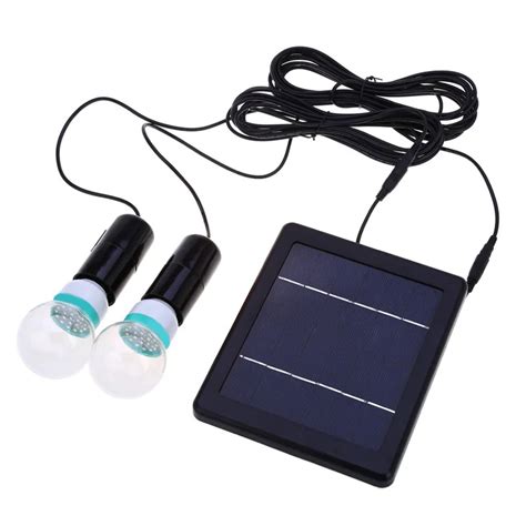 Outdoor/Indoor Solar Powered led Lighting System Light Lamp 2 Bulbs ...