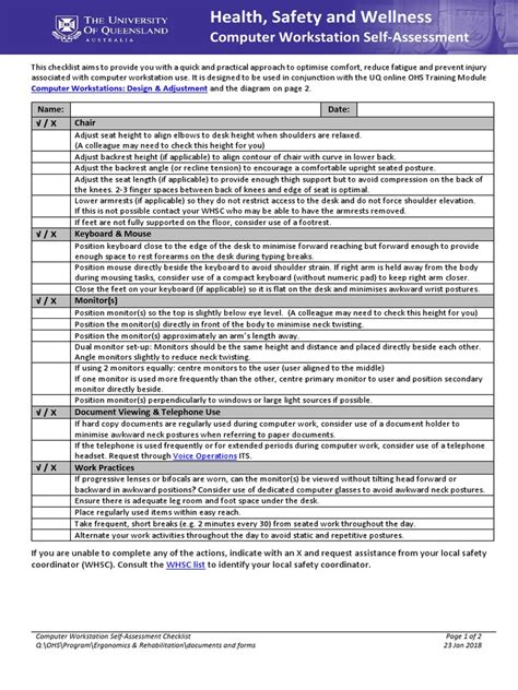 Computer Workstation Checklist | PDF | Chair | Manufactured Goods