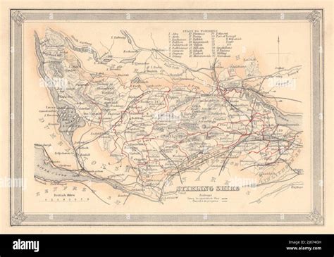 Decorative antique county map of Stirlingshire, Scotland. FULLARTON ...