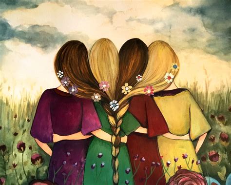 Four sisters best friends brisdemaid present art print