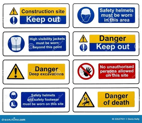 Construction Health Safety Danger Warning Signs Stock Image - Image ...