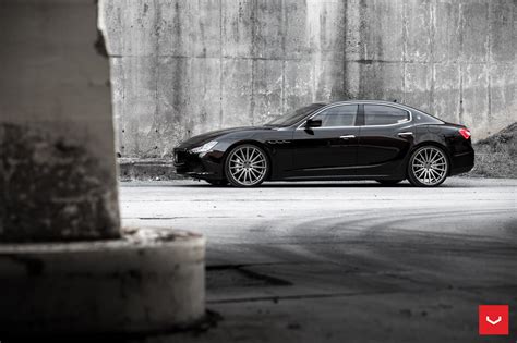 Black Maserati Ghibli Looking Fly On Custom Polished Silver Wheels ...