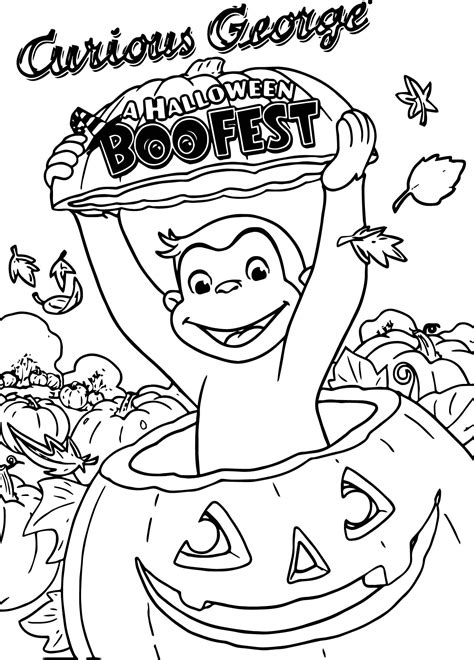 awesome Curious George A Halloween Boofest Coloring Page | Curious ...