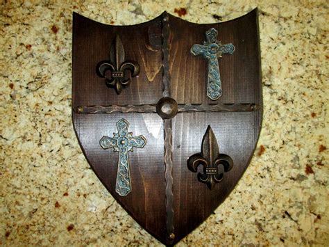 Shield Medieval Wall Decor with Fleur de Lis Crosses Quartered Coat of ...