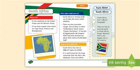 KS1 South Africa Fact File - Twinkl - Geography - Twinkl