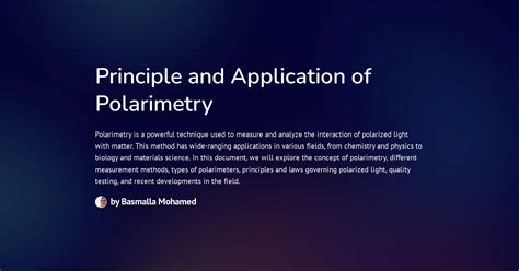 Principle and Application of Polarimetry