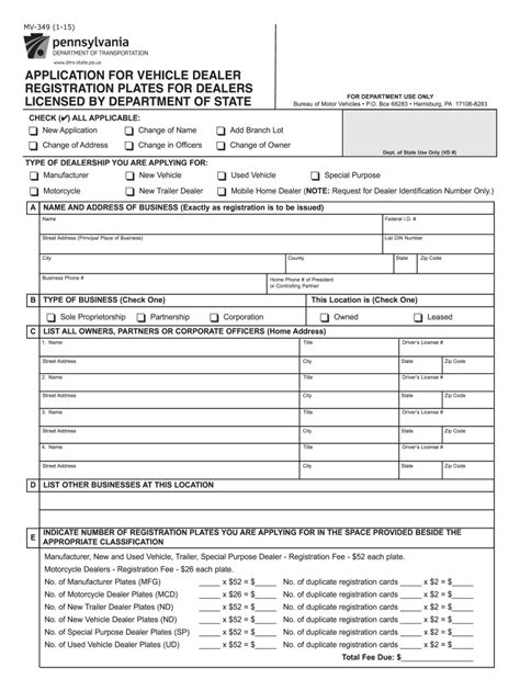 2015 Form PA MV-349 Fill Online, Printable, Fillable, Blank - pdfFiller