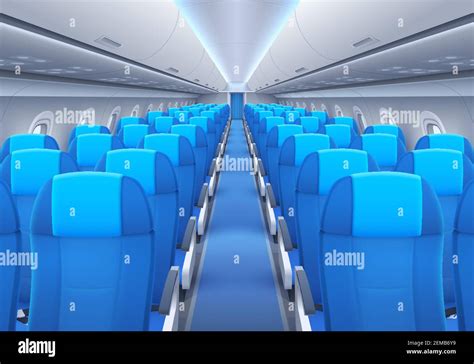 Plane or airplane cabin interior with seats and windows vector design ...