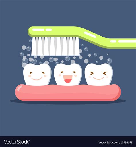 Happy cute cartoon tooth and toothbrush brushing Vector Image