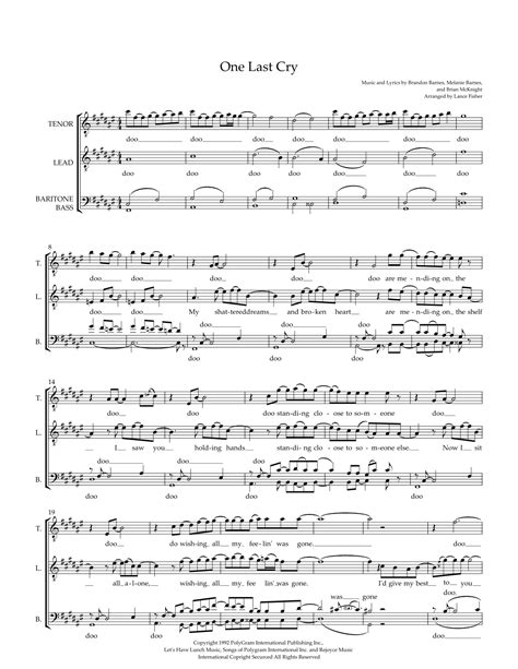 One Last Cry Sheet Music | Brian McKnight | Barbershop Quartet