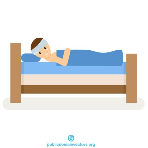 Ill man in bed Royalty Free Stock Vector Clip Art