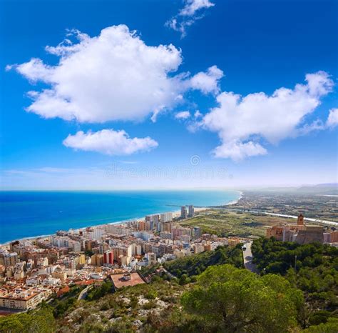 Aerial View Of Cullera Beach With Village Skyline In The Mediterranean ...