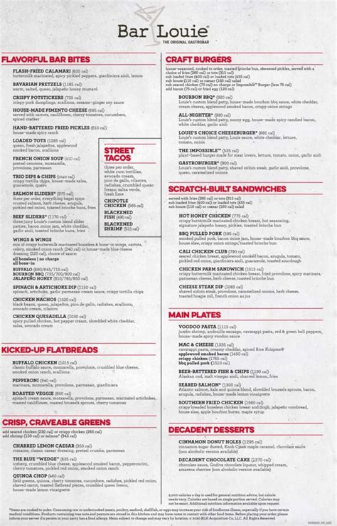 Bar Louie Menu With Prices (Updated: March 2024)