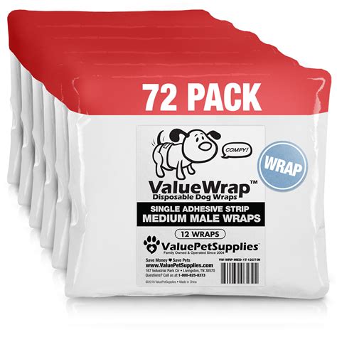 ValueWrap Disposable Male Dog Diapers, 1-Tab Medium, 72 Count ...