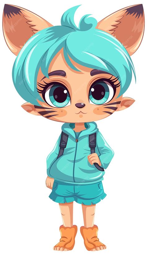 Premium Vector | A cat human hybrid in fantasy cartoon style