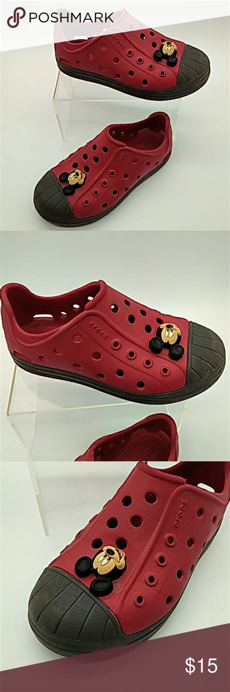 Mickey mouse red and black crocs size 11 kids | Black crocs, Crocs size ...